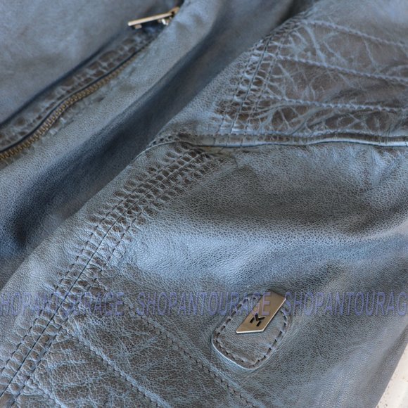 Cave Blue Men`s Long Sleeve Genuine Leather Jacket By Mauritius. - Picture 4 of 6